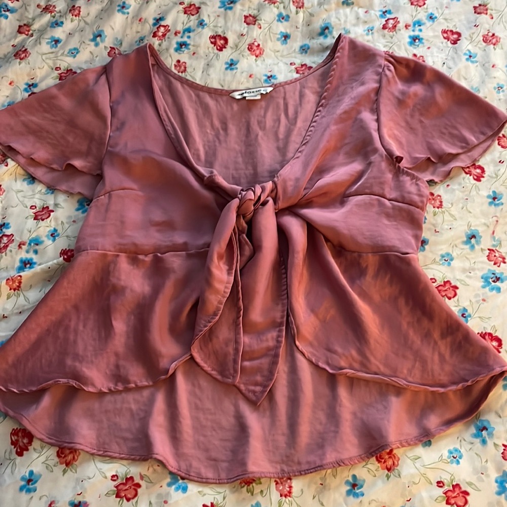 Pink Front Tie Top